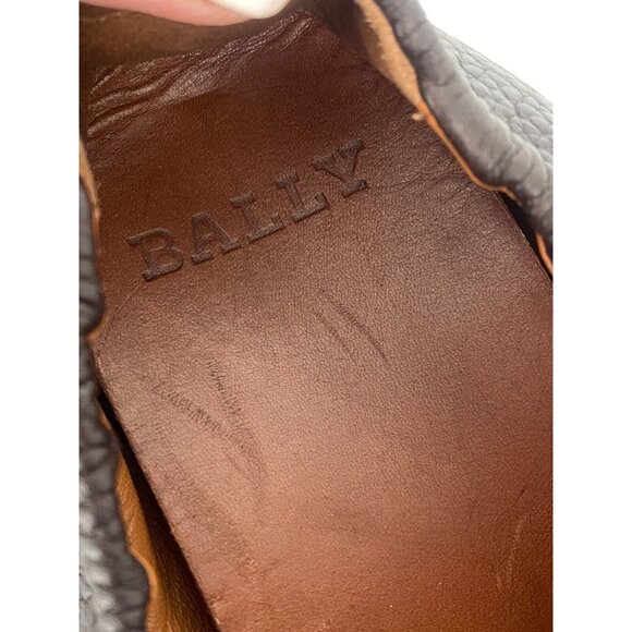 BALLY Brown Pebbled Leather Cowboy Driver Loafers Collapsable Shoes Sz 7 USA - Picture 11 of 16